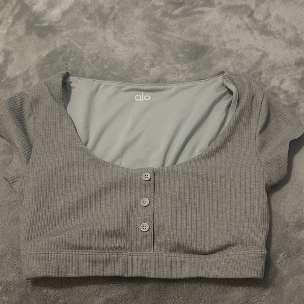 ALO Yoga Charcoal Ribbed Crop Top